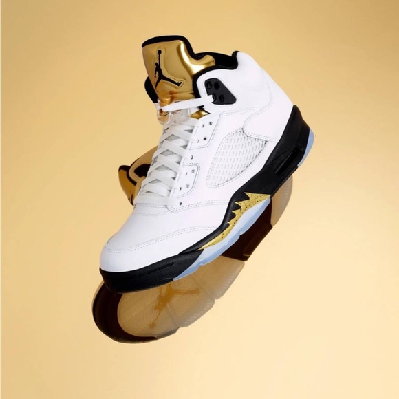 Like New Youth Sz 7Y (Euro Sz 40) Jordan 5 Retro BG Sneakers Olympic Gold Metal - Picture 6 of 15
